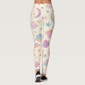 Pastel Sky Dreams - Maan, sterren en wolken patroo Leggings (Achterkant)