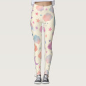Pastel Sky Dreams - Maan, sterren en wolken patroo Leggings (Voorkant)