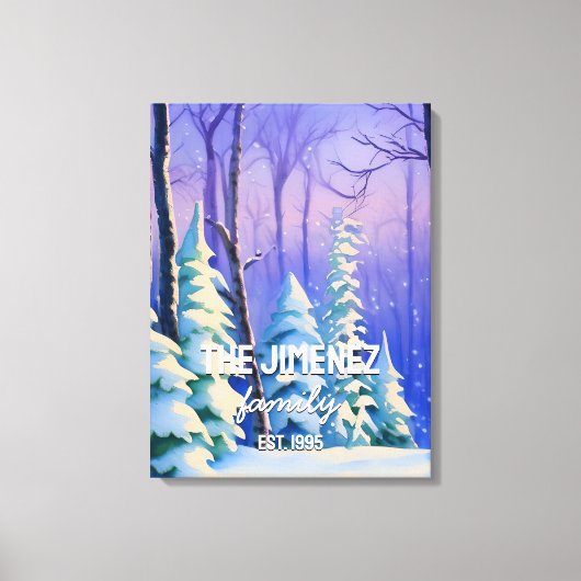 Pastel Sky met Waterverf Winter Custom Family Canvas Afdruk (Voorkant)