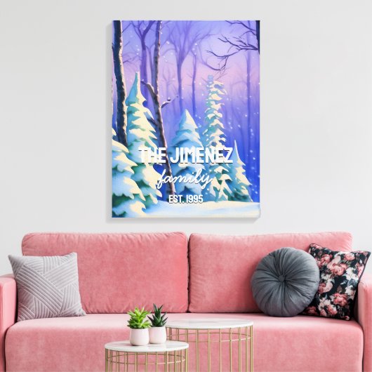 Pastel Sky met Waterverf Winter Custom Family Canvas Afdruk (Insitu (Woonkamer))