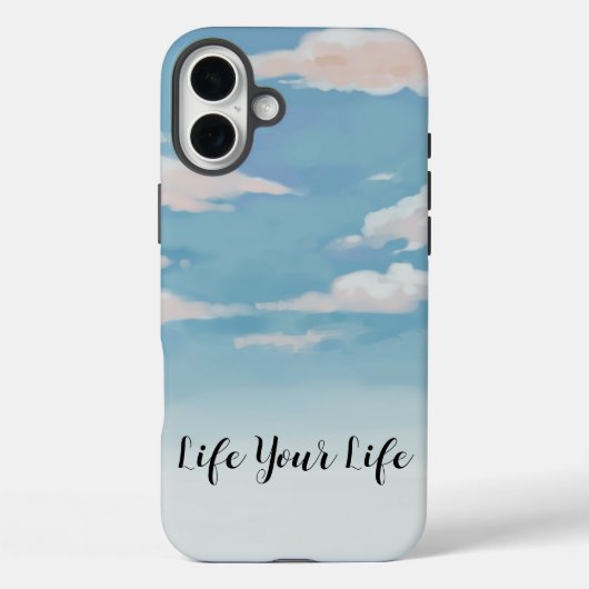 Pastel Sky Phone Case – "Leef je leven" Quote (Achterkant)