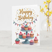 Pastel Slag Verjaardagskaart Kaart (Gele Bloem)