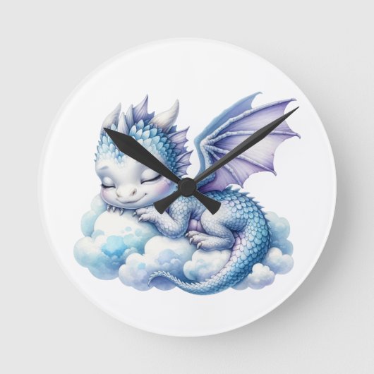 Pastel slapende draak ronde klok (Voorkant)