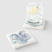 Pastel slapende draak stenen onderzetter (Zijkant)