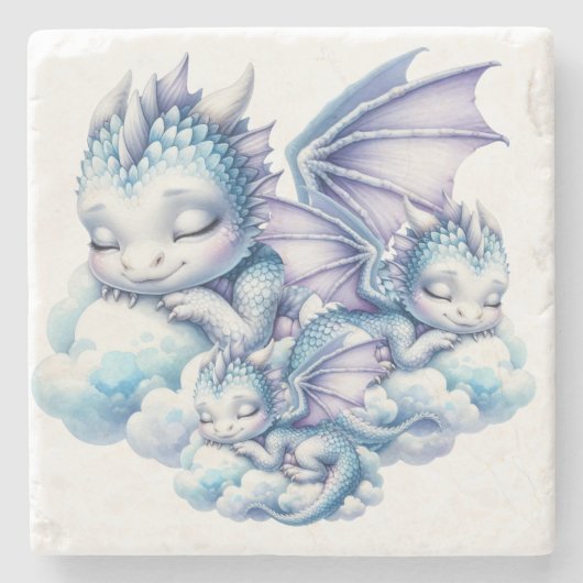 Pastel slapende draak stenen onderzetter (Voorkant)