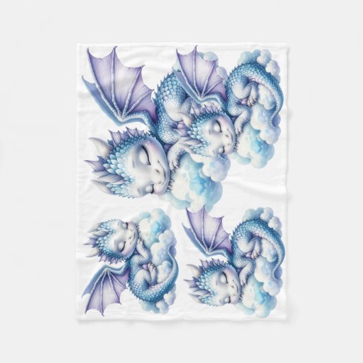 Pastel Sleeping Dragon Fleece Deken (Voorkant)