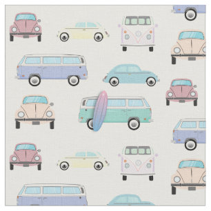 Pastel Slug Bug en bus auto Stof