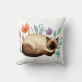 Pastel Slumber: Siamese Cat in Bloom Kussen (Voorkant)