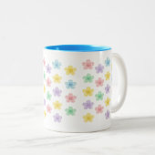 Pastel Smiley Flower Pattern – Cute Gingham  Tweekleurige Koffiemok (Voorkant rechts)