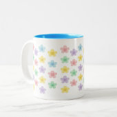 Pastel Smiley Flower Pattern – Cute Gingham  Tweekleurige Koffiemok (Voorkant links)