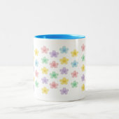 Pastel Smiley Flower Pattern – Cute Gingham  Tweekleurige Koffiemok (Center)