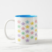 Pastel Smiley Flower Pattern – Cute Gingham  Tweekleurige Koffiemok (Links)