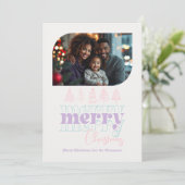 Pastel Sneeuwbol Moderne Doodle Kerst Foto Feestdagenkaart (Staand voorkant)