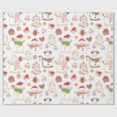 Pastel Sneeuwman Harten Getrokken Kerstmis Cadeaupapier (Vlak)