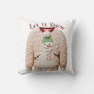 Pastel Sneeuwman Lelijk Kerst Sweater Sierkussen