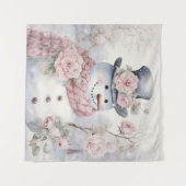 Pastel sneeuwman tapijt wandkleed (Voorkant (horizontaal))