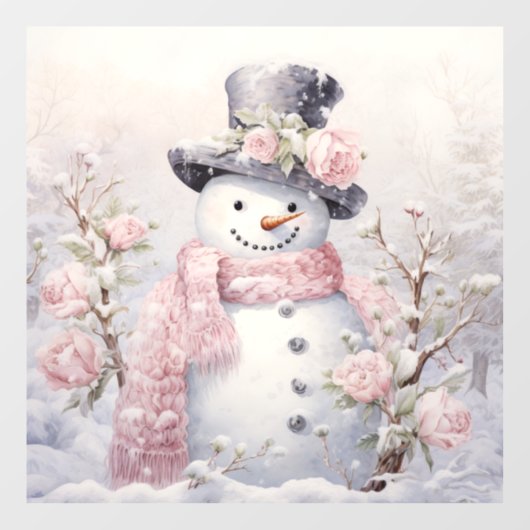Pastel Sneeuwman Venster Cling Raamsticker (Vel)