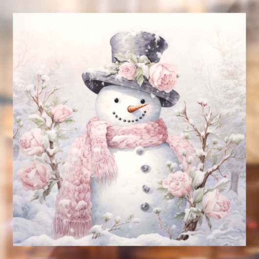 Pastel Sneeuwman Venster Cling Raamsticker (Vel 2)