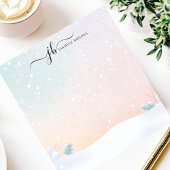 Pastel sneeuwval winterscène gepersonaliseerd notitieblok