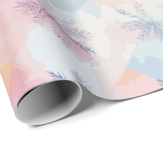 Pastel Sneeuwvlok Winter Vakantie Kerstpatroon Cadeaupapier (Rol Hoek)
