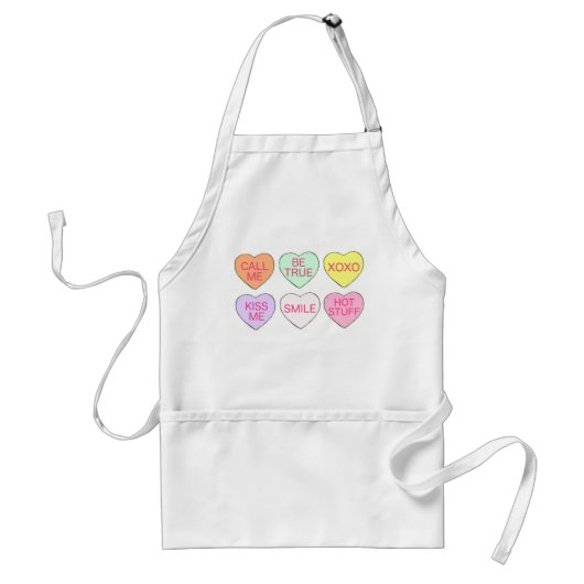 Pastel Snoep Conversation Hearts Valentijnsdag Standaard Schort (Voorkant)