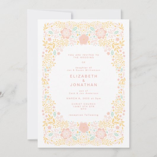 Pastel Snoep Floral Weddenschap Kaart (Voorkant)