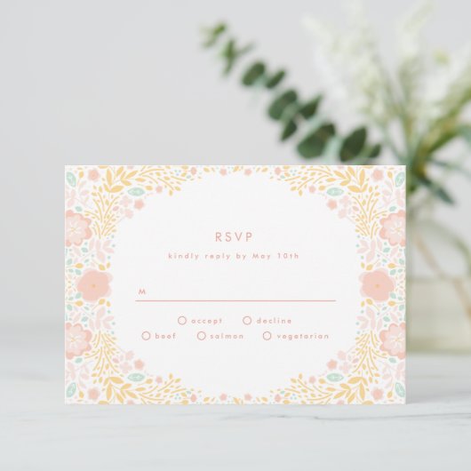 Pastel Snoep Floral Wedding RSVP-kaart RSVP Kaartje (Staand voorkant)