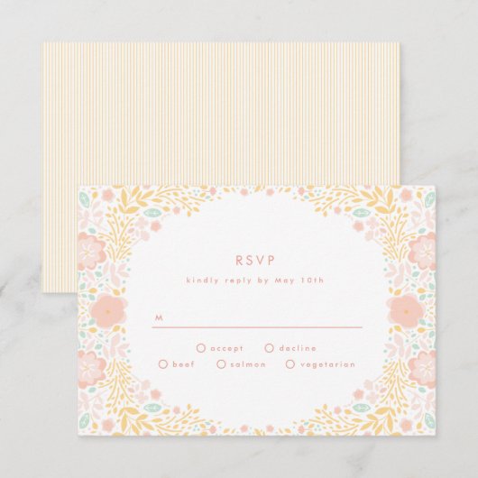 Pastel Snoep Floral Wedding RSVP-kaart RSVP Kaartje (Voorkant / Achterkant)