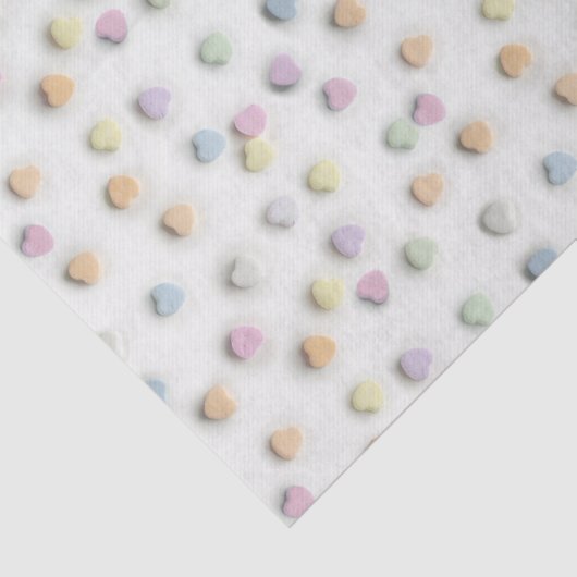 Pastel Snoep Harten op wit patroon Tissuepapier (Detail)