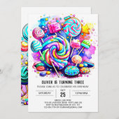 Pastel Snoep Land Verjaardag Kaart (Voorkant / Achterkant)