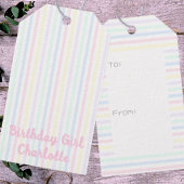 Pastel Snoep Stripes Verjaardag Meisje Cadeaulabel