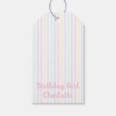 Pastel Snoep Stripes Verjaardag Meisje Cadeaulabel (Voorkant)