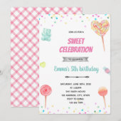 Pastel snoep-uitnodiging kaart (Voorkant / Achterkant)