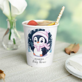 Pastel Snow Penguin Baby shower Papieren Bekers