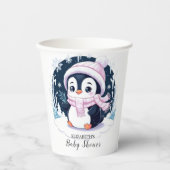 Pastel Snow Penguin Baby shower Papieren Bekers (Voorkant)