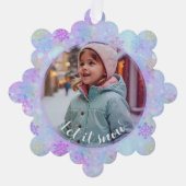 Pastel Snowflake Laat Het Sneeuw Custom Photo Ornament Kaart (Voorkant)
