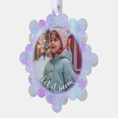 Pastel Snowflake Laat Het Sneeuw Custom Photo Ornament Kaart (Links)