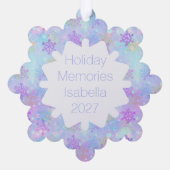 Pastel Snowflake Laat Het Sneeuw Custom Photo Ornament Kaart (Achterkant)