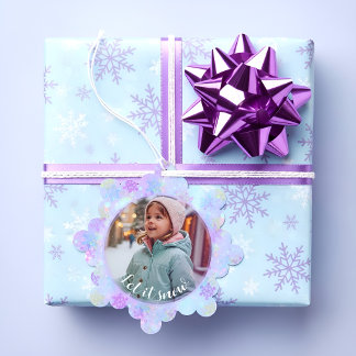 Pastel Snowflake Laat Het Sneeuw Custom Photo Ornament Kaart