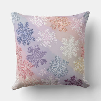 Pastel Snowflake Watercolor Throw Pillow – 2 Cozy  Kussen