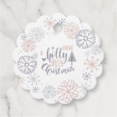 Pastel Snowflakes Holly Jolly Kerstmis Bedankjes Labels (Voorkant)