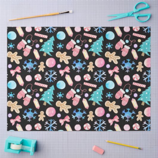 Pastel Snowflakes Kerstbomen Snoep Kerst Tissuepapier (Craft)