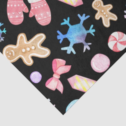 Pastel Snowflakes Kerstbomen Snoep Kerst Tissuepapier (Detail)