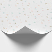 Pastel Snowflakes Tan Coral Roos en Blauwgroen Cadeaupapier (Hoek)