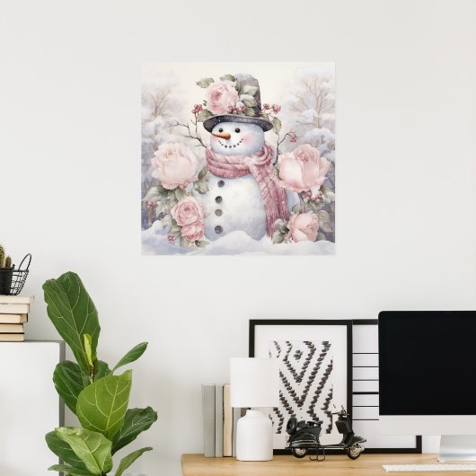 Pastel Snowman-Poster Poster (Thuiskantoor)
