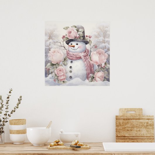 Pastel Snowman-Poster Poster (Keuken)