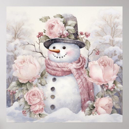 Pastel Snowman-Poster Poster (Voorkant)