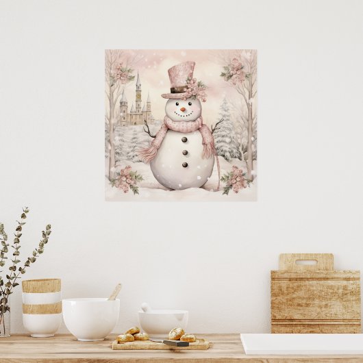 Pastel Snowman-Poster Poster (Keuken)