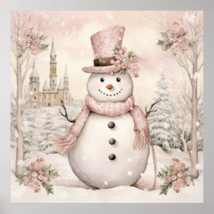 Pastel Snowman-Poster Poster