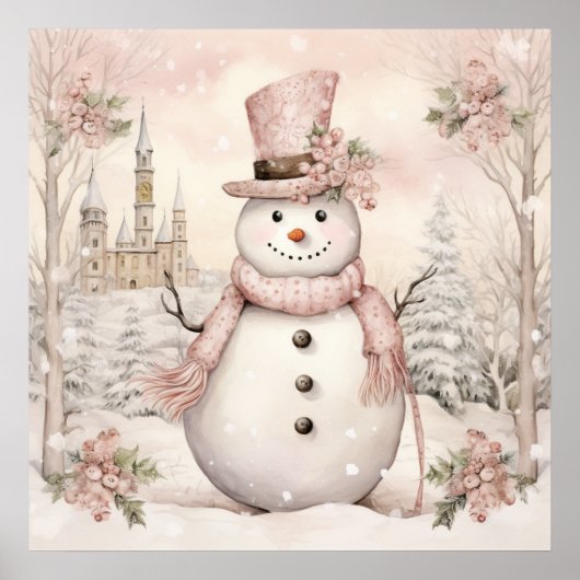 Pastel Snowman-Poster Poster (Voorkant)